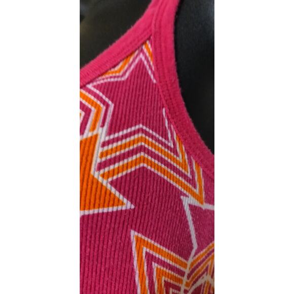 Vintage Y2K No Boundaries Ribbed Tank Top Sz XL Fuchsia Pink Orange Star Design - Picture 4 of 10